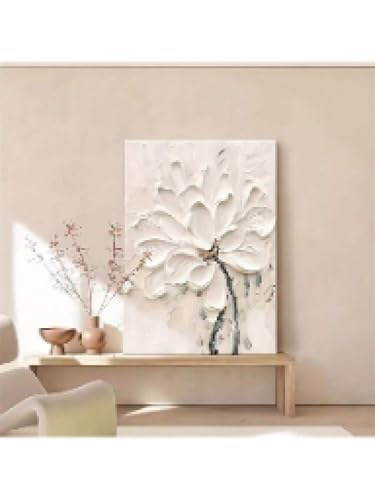 Peintures abstraites fleurs crème pour une chambre douce et cosy - 4