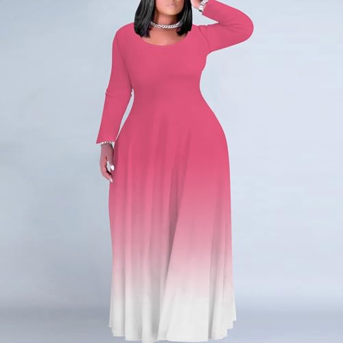 Image of PinkPatty Women's Plus Size Long Sleeve Maxi Dresses T Shirt Boho Sundress Fall Dress with Pockets