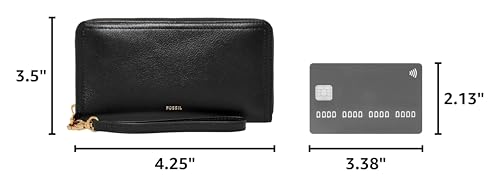 Image of Fossil Women's Logan Leather RFID-Blocking Zip Around Clutch Wallet with Wristlet Strap for Women