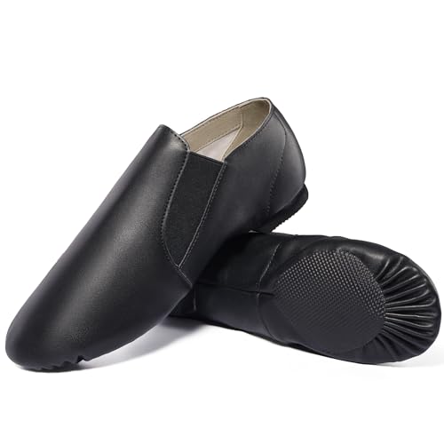 Image of Dynadans Unisex PU Leather Upper Slip-on Jazz Shoe with Elastics for Women and Men's Dance Shoes UG