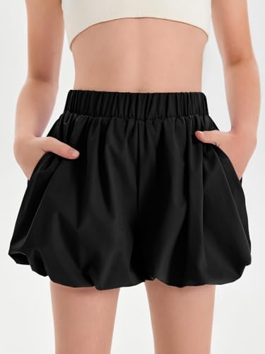 Haloumoning Girls Bubble Shorts Summer Casual Athletic Shorts Pleated Wide Leg Comfy Cute Skorts with Pockets3