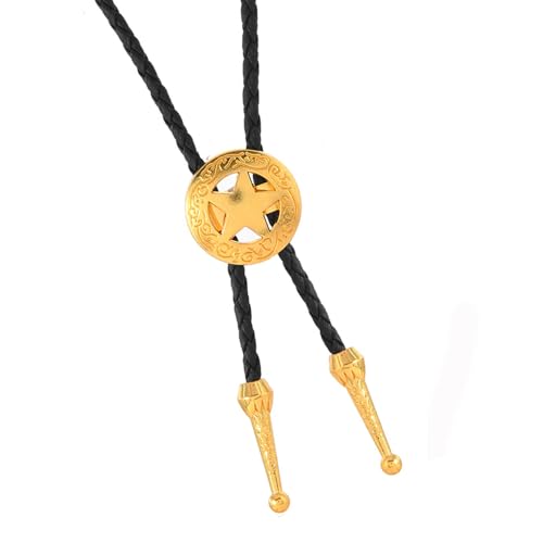 HDOYTXXM Corbata de bolos de aleación y de PU contemporánea para vestimenta informal de fiesta de graduación Collar liviano Diseños de estrellas para Corbata de bolos ajustable para hombres y