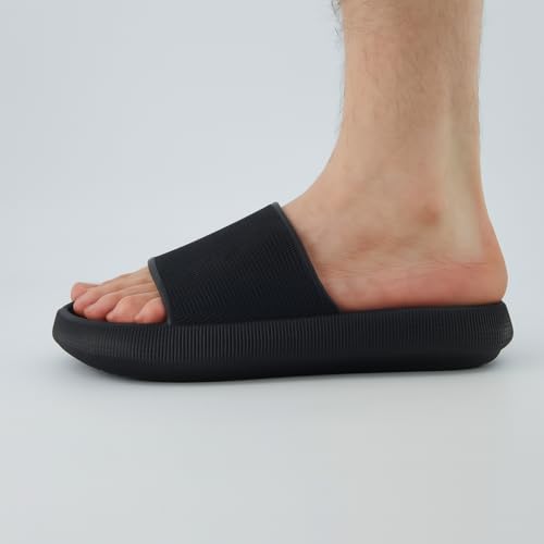CUSHIONAIRE Feather EVA Mens Sandals β Slip On Recovery Slides, Lightweight Water Shoes for Men, BLACK 11 - Image 3