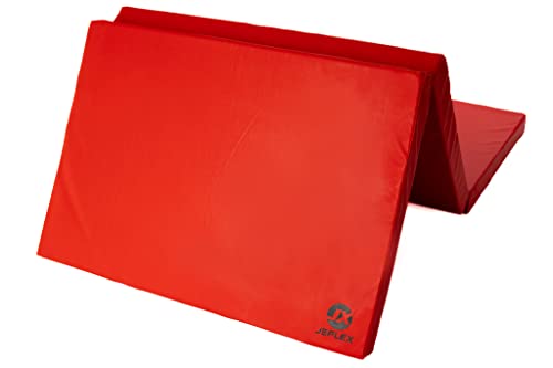 Jeflex - rote klappbare Weichbodenmatten 210 x 100 x 8 cm MADE IN GERMANY / Gymnastikmatte tragbar / platzsparende Fitnessmatte & Yogamatte / Spielmatte für Kinderzimmer Cover