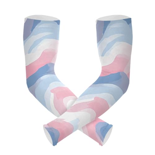 PaChyLuu Pastel Waves UV Sun Protection Arm Sleeves Cooling Compression Arm Sleeves with Thumb Hole for Men Women Golf Volleyball