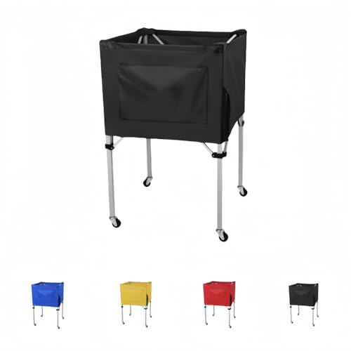 ShineLuxe ボールカート テニスボールカート ボールかご キャスター付 移動式 折り畳み式 テニス ボールバスケット 練習用 テニス集球器 ボール収納カゴ 野球 ソフトボール バドミントン 卓球などのボール対応 (ブラック)