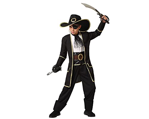 Atosa disfraz capitán pirata niño infantil negro 10 a 12 años