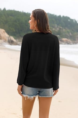 Image of Iandroiy Women's Open Front 3 /4 Sleeve Batwing Cardigan Lightweight Summer Kimono Cover Ups