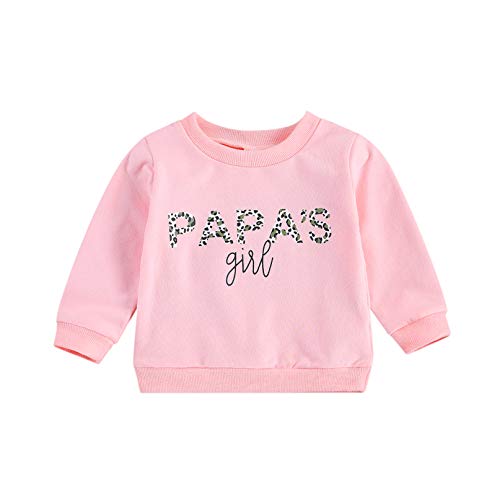 Toddler Baby Girl Boy Letter Print Sweater Long Sleeve Pullover Shirts Sweatshirt Tops Casual Spring Fall Winter Clothes (Papas Girl-Pink, 2-3T)