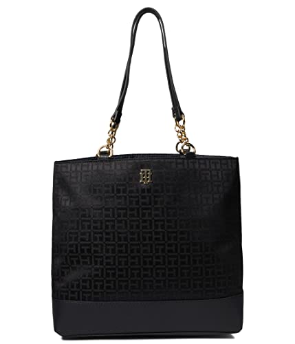 Tommy Hilfiger Joy II Tote Square Monograma Jacquard, Tonal preto, One Size