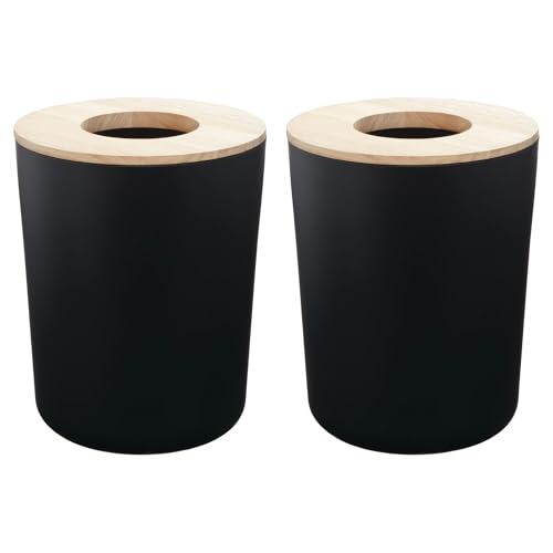 Caneca de basura redonda pequeña iDesign mate negra pack x2