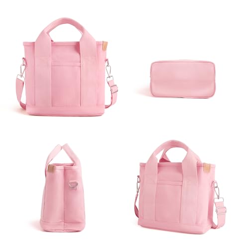 Image of IwIeIaIrI Small Tote Bag for Women,Canvas Mini Tote Bags with Zipper and Multi Pockets,Kids,Girls,Friends Gift 2026