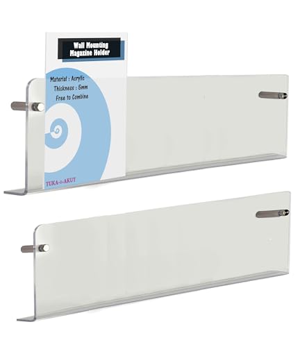 TUKA-i-AKUT 2X 100cm Portafolletos de Pared, Acrílico Extrafuerte, Revistero Estantes de Pared, Soporte de Pared para Revistas Periódicos Folletos Documentos Libros, Transparente, TKD8256-100cm-2x