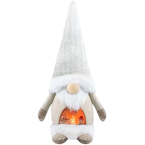 Godeufe Christmas Gonk Gnomes Xmas Decoration Gift for Home Kitchen Table Farmhouse Holiday Tiered Tray, Elf Dwarf Figurines Handmade Scandinavian Tomte 35cm (White) Cover