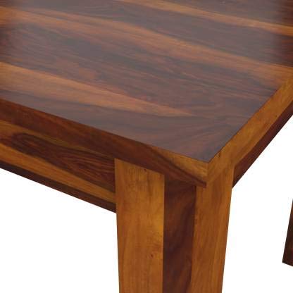 Image of VK Furniture Sheesham Solid Wood 4 Seater Dining Table Set of Four with 4 Cushion Chairs for Dinner Hall Kitchen Living Room Home Office Restaurant |L45 X W30 X H30|Natural Finish