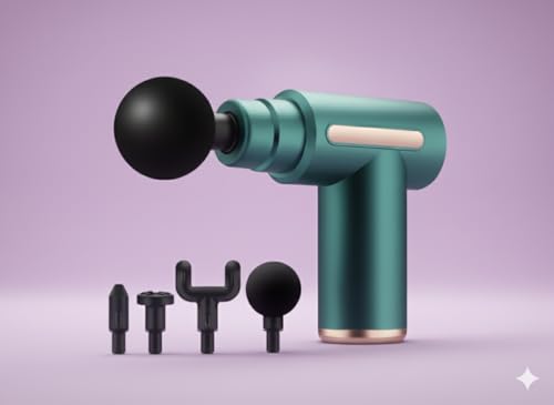 Image of Portable Massage Gun for Pain Relief, Unisex Deep Tissue Massage Gun, Muscle Relaxing Bodie Massage Machine for Home, Handheld 6 Speed with 4 Heads GUNMASSAGER10372047