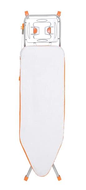HapperPremium Metal Mesh Ironing Board, L, Foldable, Adjustable and with Aluminised Ironing Surface, Super Ace (Silver and Orange)