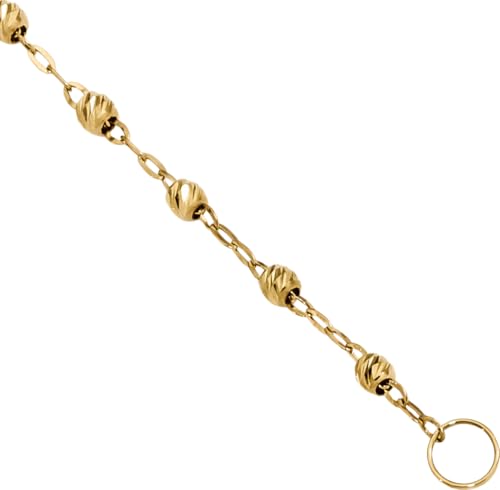 14K Solid Yellow Gold Rosary Bead Chain Necklace3