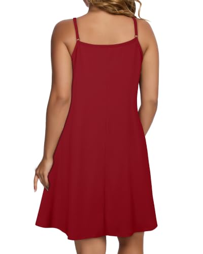 Image of Womens Spaghetti Strap Dress Summer Dresses Beach Pocket Casual Sundresses