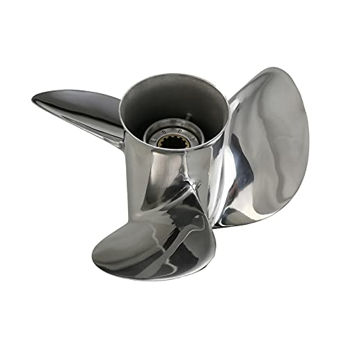 Flish Stainless Steel Outboard Propeller 11 1/8 X 13 Oem Fit Yamaha Engines 25-60 Hp 3 Blade Ref No.69W-45945-00-El, 13 Spline Tooth Rh #TOP2