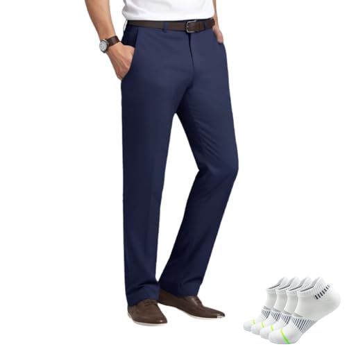 Calormas Mens Pants - Calormas Timeless Flex Mens Pants, Men's High Stretch Straight Fit Pants, Casual Suit Pant
