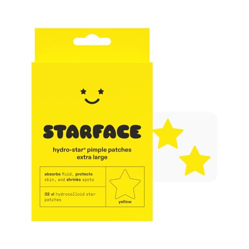 Starface World XL Big Star, Large Hydrocolloid Pimple Patches, Absorb Fluid and Reduce Redness, Cute Star Shape, Vegan and Cruelty-Free Skincare (32 Count)