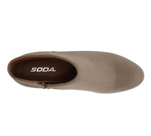 Image of Soda Women's Mug Round Toe Faux Suede Stacked Heel Western Ankle Bootie