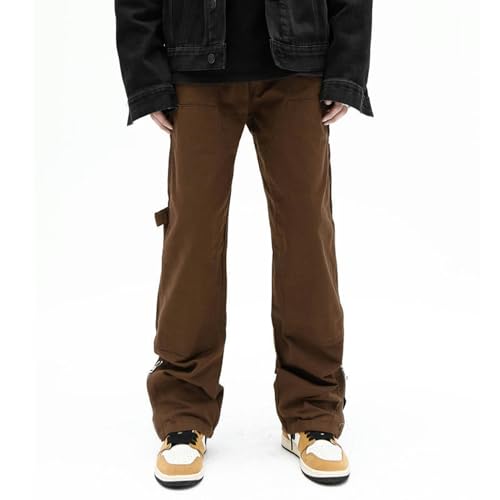 Jean micro-évasé marron café pour homme style rétro américain - 6