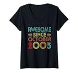 donna awesome since october 2005 17 year old vintage 17th birthday maglietta con collo a v
