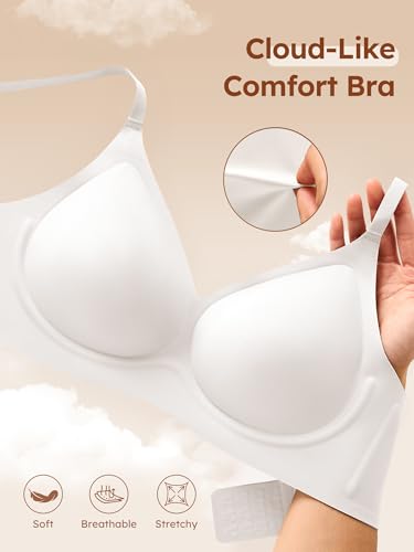 Image of Wireless Jelly Bras for Women No Underwire - S-2XL Seamless Padded T-Shirt Bralette with Support, Comfortable Everyday Bra