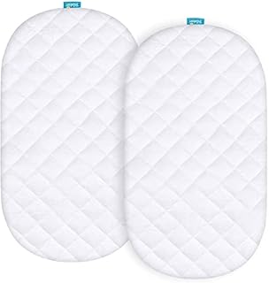Waterproof Moses Basket Mattress Protector 2 Pack, Fits For Kinderkraft Baby Crib LOVI and Moses Basket Mattress approx 78x43cm, Ultra Soft Bamboo Terry Surface, Breathable and Easy Care