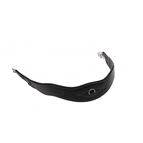QHP Pas siodłowy skóra anatomicznie ukształtowany luksusowe ozdobne szwy D-ring (145 cm, czarny)