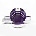HomeVss Two-tone 18 Piece Stoneware Dinner Set, Outside Semi Matte White + Inside Shiny Purple