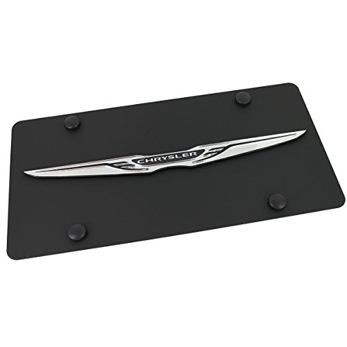 Eurosport Daytona, Inc. Wing Logo Carbon Stainless Steel License Plate for Chrysler (Black)