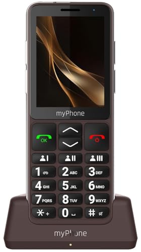 myPhone Bueno LTE Seniorenhandy mit Ladestation, 2,8 Zoll Display, Schnellwahltasten, SOS-Taste, 4G – Praline Collection