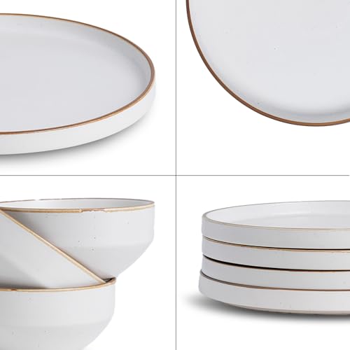 Image of Shay Ceramic Modern Dinner Set, 12 Pcs, White | Crockery Set | Ceramic Dinner Set | Matte Finish (Japandi Dinner Set - White, 12 Piece)