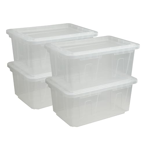 CX 4-Pack 60 Qt Heavy Duty Clear Storage Container with Snap-Tight Lid, Stackable Storage Bins, Made...