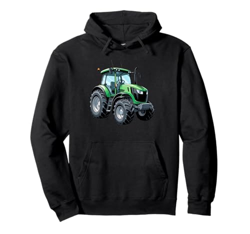 Tractor Verde de Caricatura Ilustración Agrícola Sudadera con Capucha