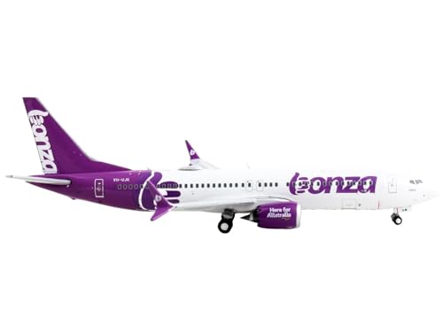 GeminiJets GJBNZ2202 Boeing 737-MAX8 Bonza VH-UJK 1/400 modèle d'avion blanc violet
