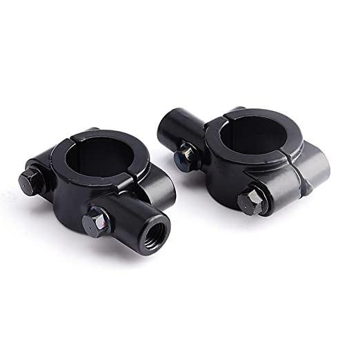 7/8 Handlebar Mirror Mount, 2Pcs Black Universal Motorcycle Mirror Mount 10mm Aluminum Clamp, Fits f