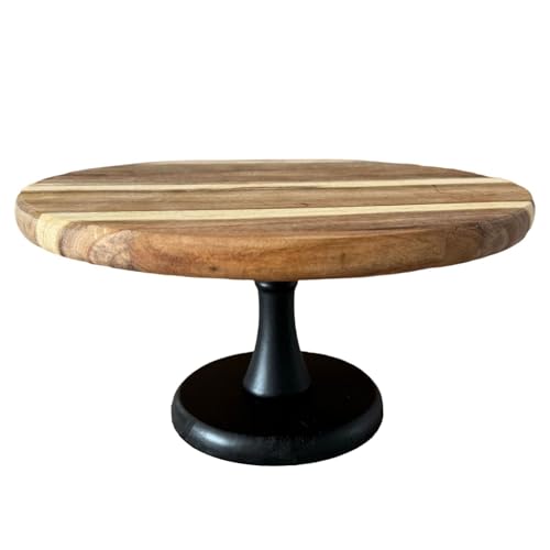 Qianly Cupcake Stand Soporte de Madera para Tartas Bandeja para Repostería Plato de Exhibición para Galletas Adecuado para Hoteles Reuniones Cumpleaños Decor, 25cm