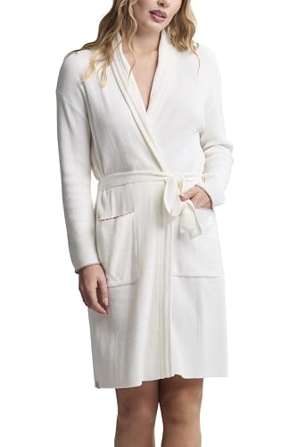 Barefoot Dreams CozyChic Ultra Lite Contrast Scallop Ribbed Robe Pearl Large/X-Large