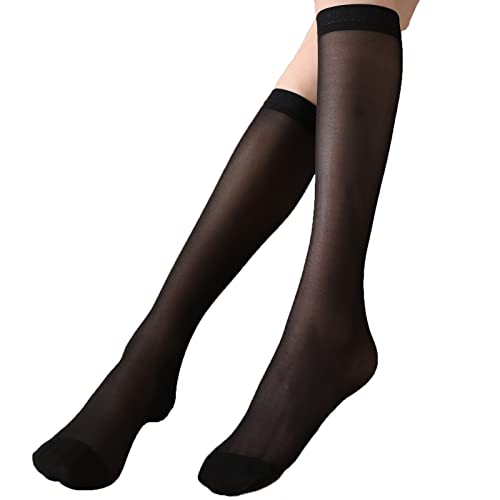 9 Pairs under Knee-High stockings for women with Reinforced Toe (black) - Main Image
