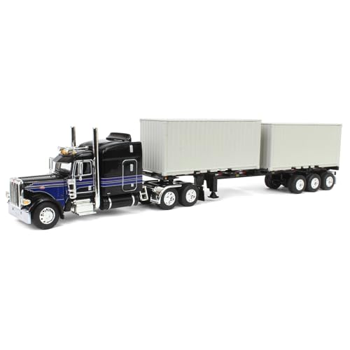 Camión Peterbilt 389 Negro 1:64 con Contenedores