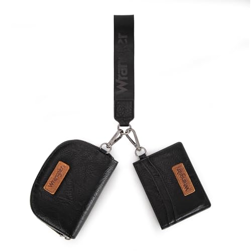 Image of Wrangler KeyChain Wallet Wristlet Wallets for Women Dual Pouch Wristlet with Zipper Womens Credit Card Holder Wallet