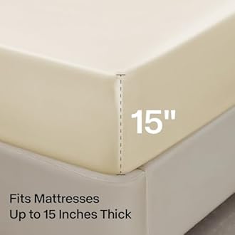 BEDELITE Satin Sheets Queen Size Bed Set, Luxury Soft Beige Silky Sheets for Hair and Skin, Similar to Silk Bed Sheets Set 4 Pieces （1 Deep Pocket Fitted Sheet, 1 Flat Sheet, and 2 Pillowcases）