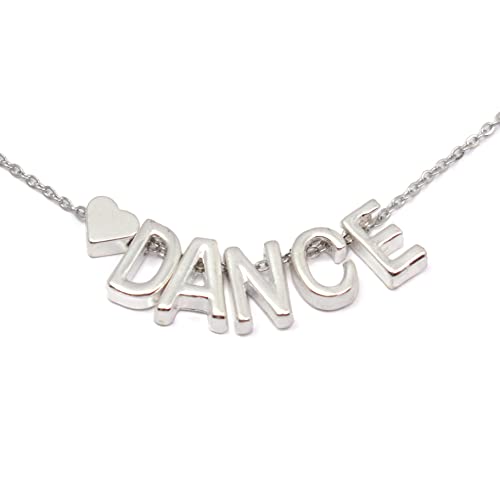 Dance Necklace Dancer Teens Initial Letter Heart Pendant Stainless Steel Chain Dainty Cute Jewelry Gifts Women
