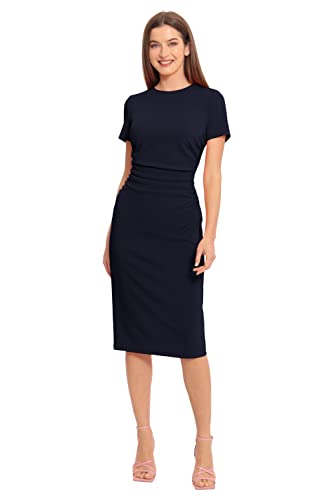 Image of Maggy London Women's Dresses Ruched Waist Crepe Sheath Dress Workwear Office Occasion Event Guest of