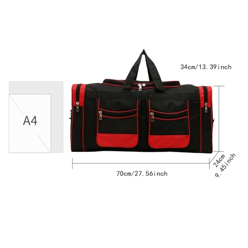 Duffel Bag, Gym Bag,Lightweight,Portable Handbag Large Capacity with Strap Luggage Storage Weekender Carry on, red black3