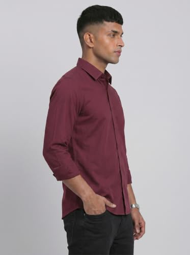 Image of DOXIC Men's Cotton Shirt with Spread Collar Neck Full Sleeves Classic Style Solid Pattern Regular Fit and Standard Length | Formal & Casual Wear Shirts